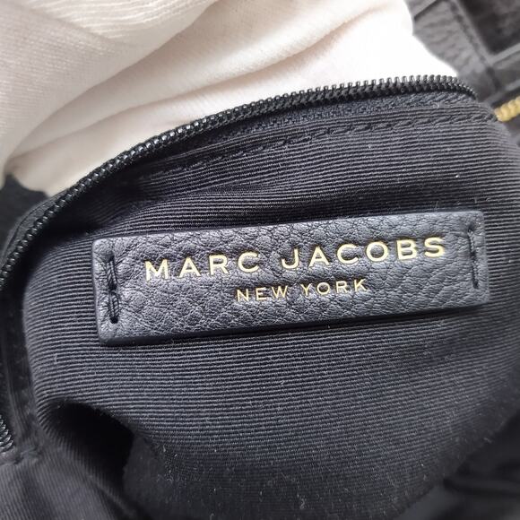 Marc Jacobs Black Pebbled Leather Double Handles Zipper Satchel Shoulder Bag - Picture 12 of 16